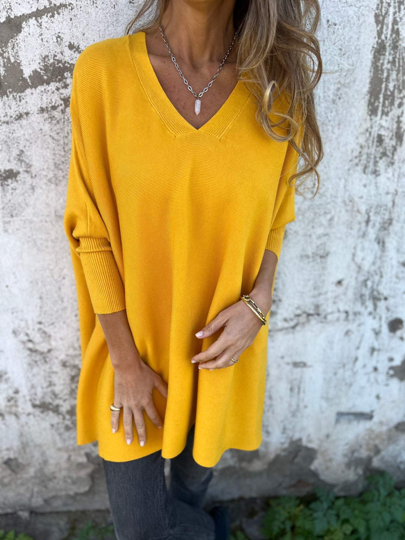 Anna | Comfortable Knitted Jumper with V-Neck and Long Sleeves