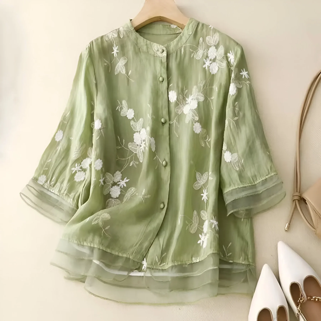 Mathilda | Cotton Blouse with Floral Pattern