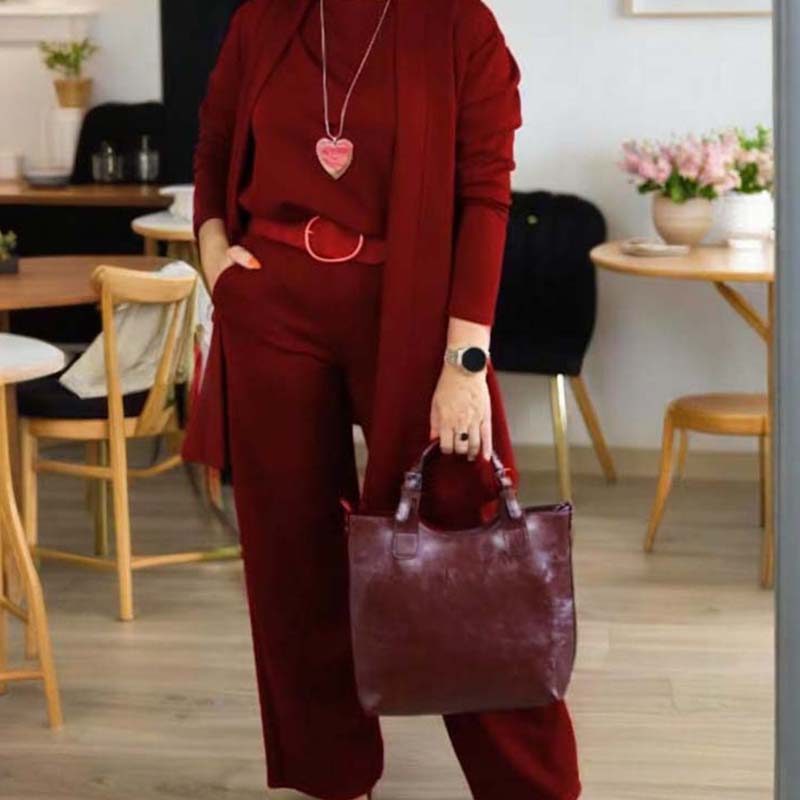 Chic & Cozy 3-Piece Set β Long Cardigan, Top & Pants π