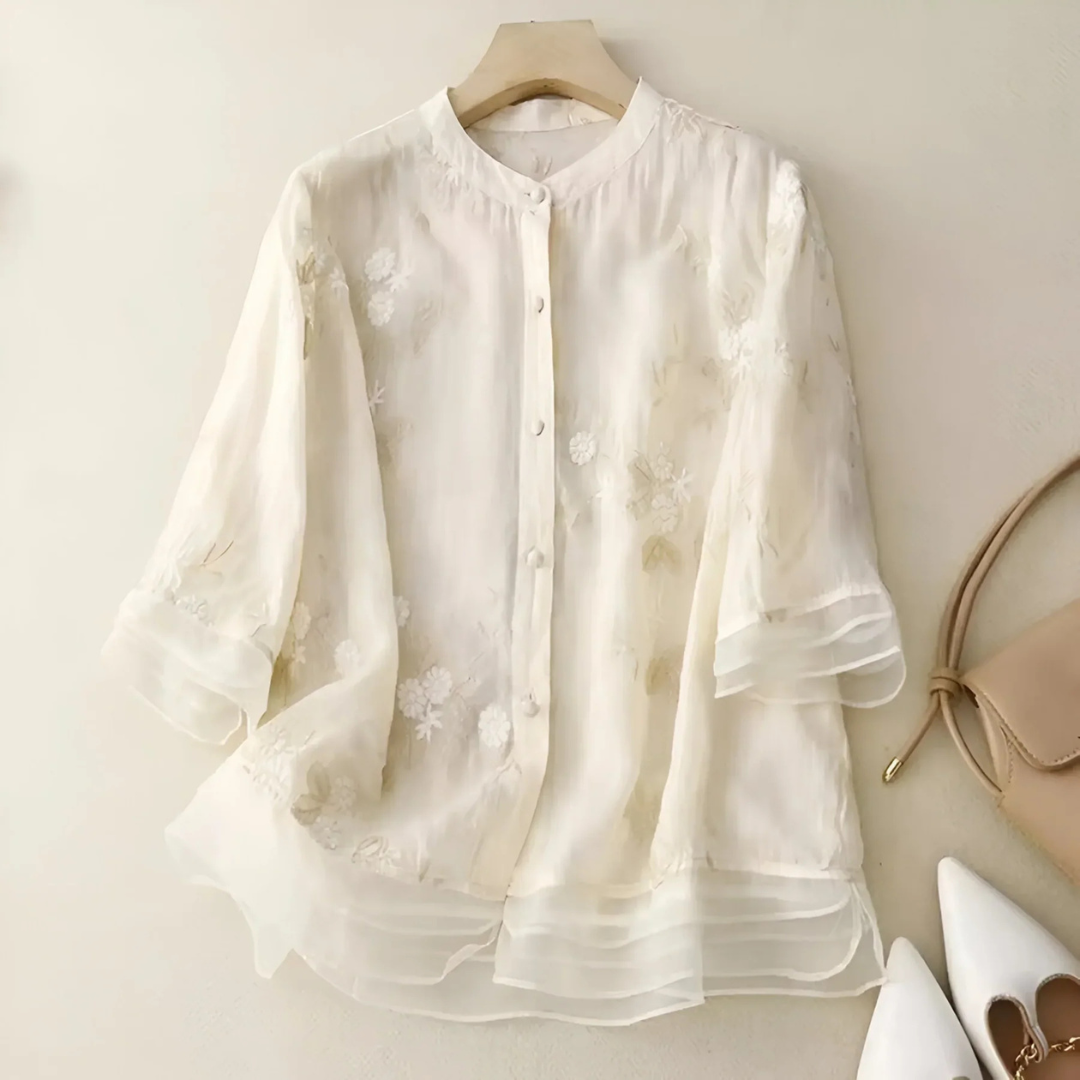 Mathilda | Cotton Blouse with Floral Pattern