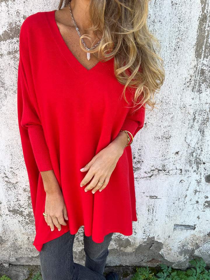 Anna | Comfortable Knitted Jumper with V-Neck and Long Sleeves