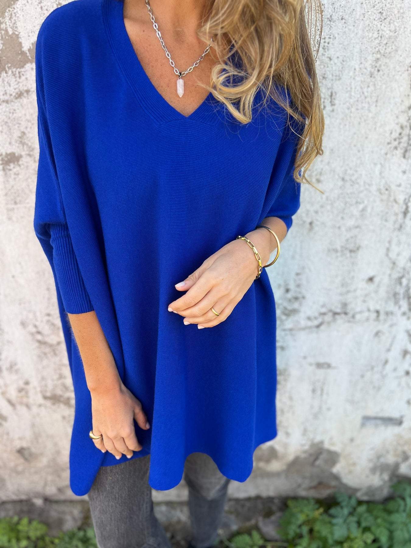 Anna | Comfortable Knitted Jumper with V-Neck and Long Sleeves