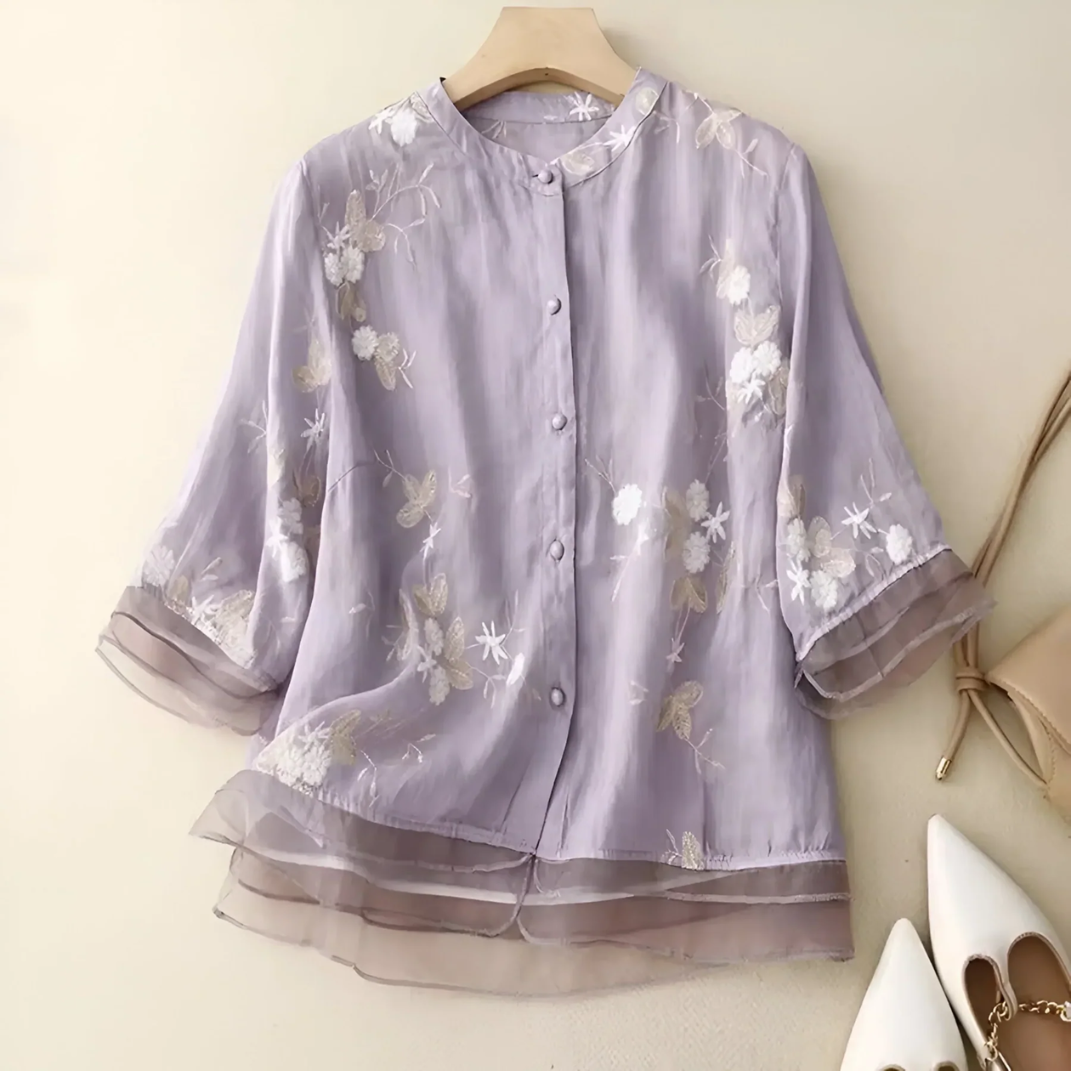 Mathilda | Cotton Blouse with Floral Pattern