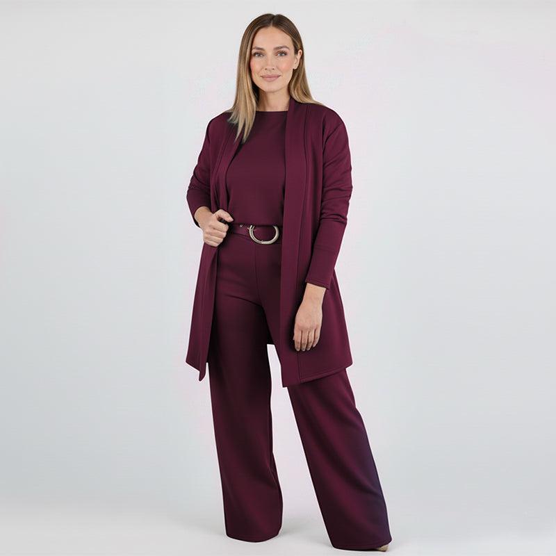 Chic & Cozy 3-Piece Set β Long Cardigan, Top & Pants π
