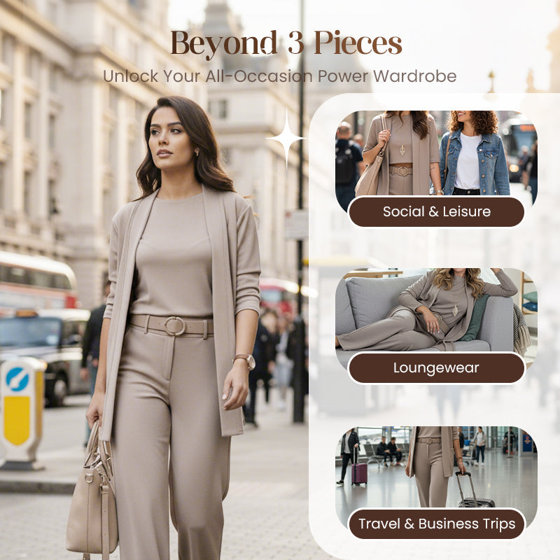 Chic & Cozy 3-Piece Set β Long Cardigan, Top & Pants π