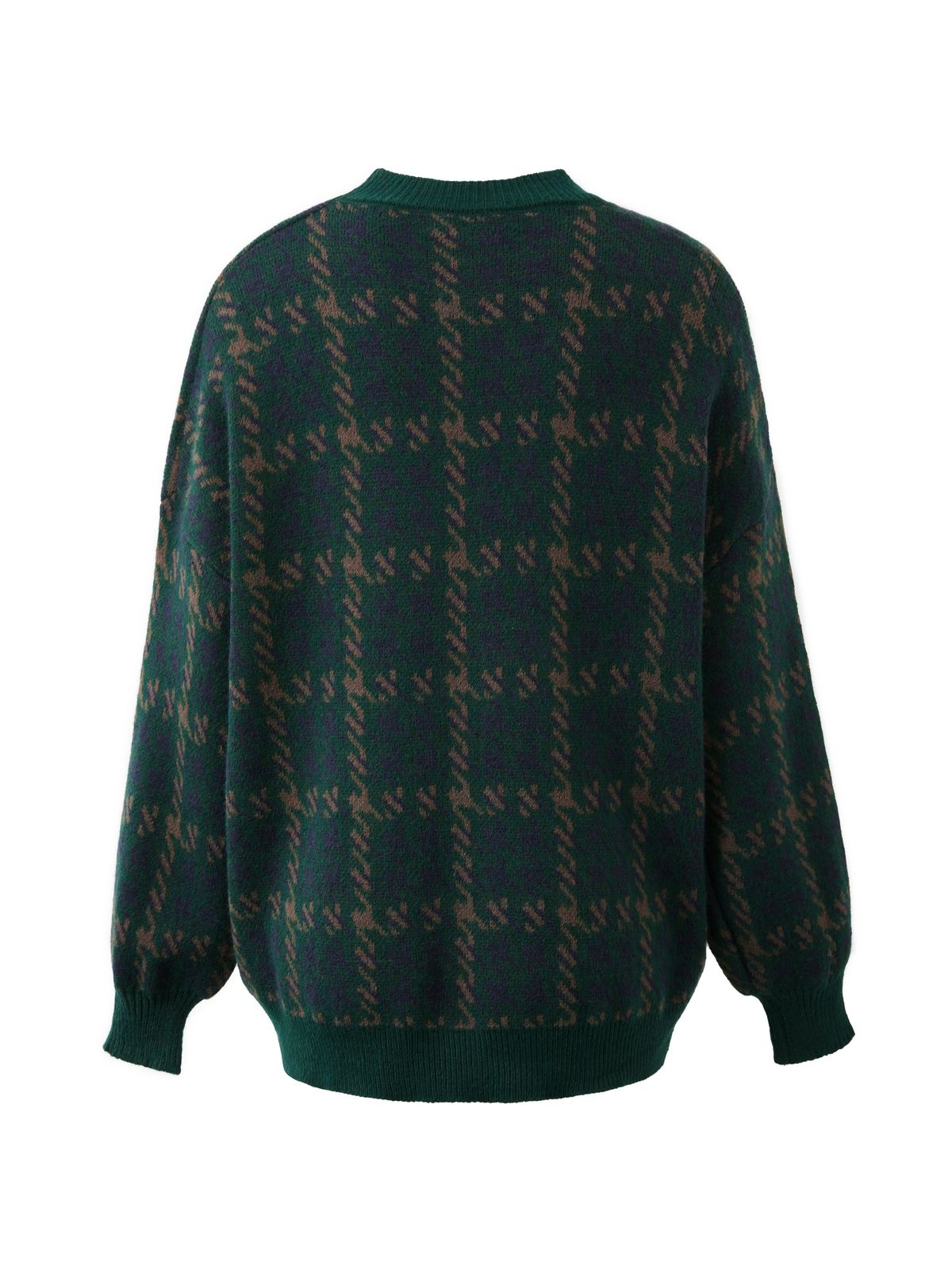 Houndstooth Checkered Knit Sweater