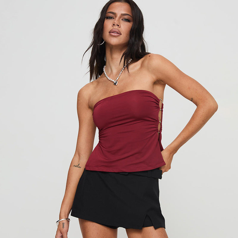 Slim Fit Tube Top Side Ring Slimming Sleeveless Vest