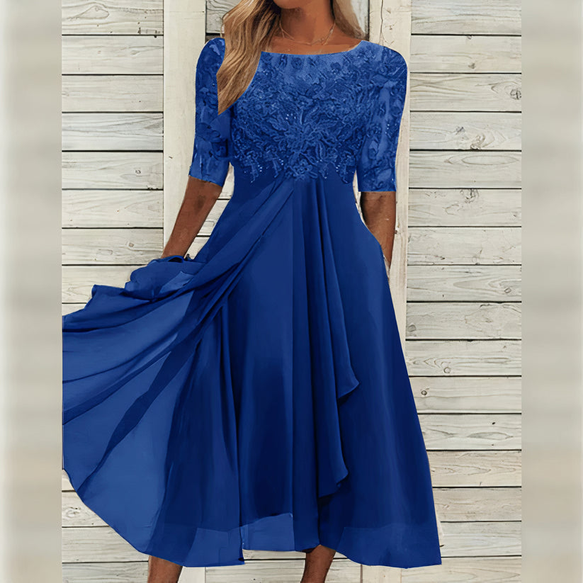 Scarlett | Lace Sleeve Midi Dress