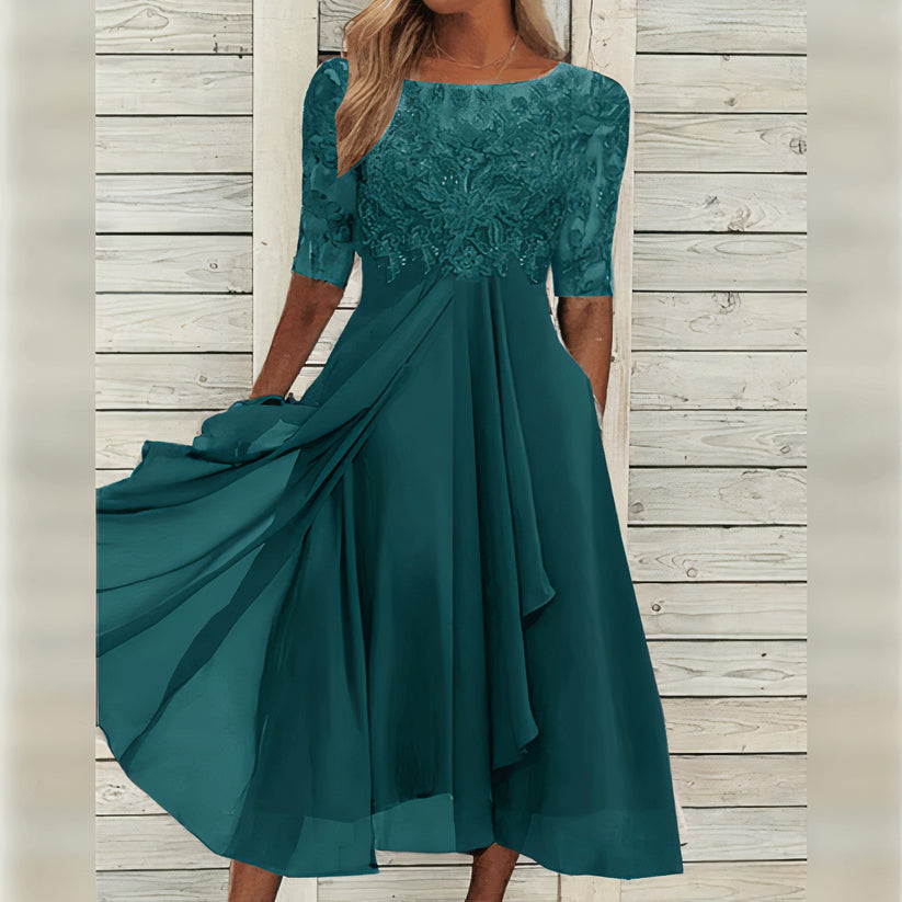 Scarlett | Lace Sleeve Midi Dress