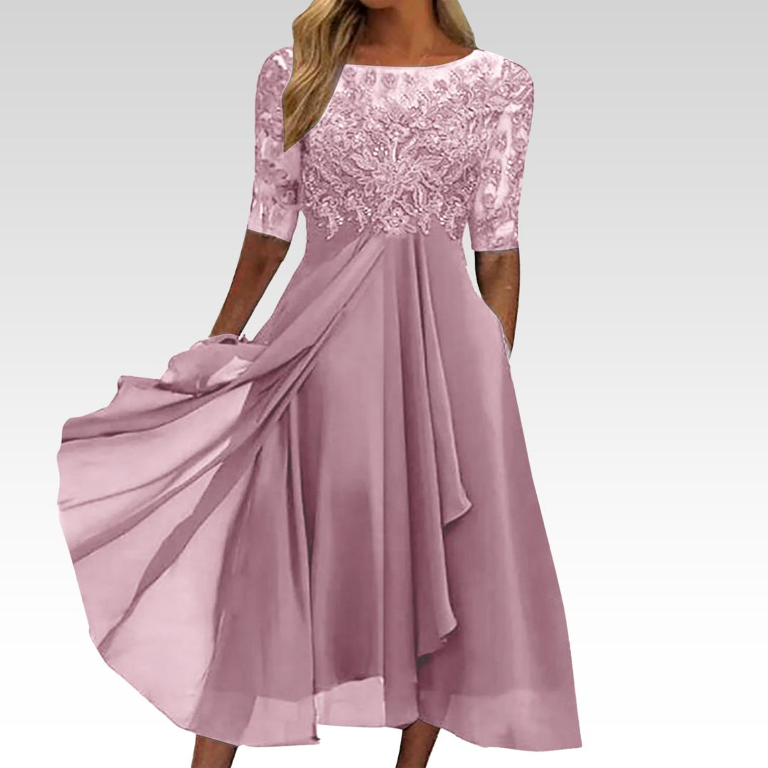Scarlett | Lace Sleeve Midi Dress
