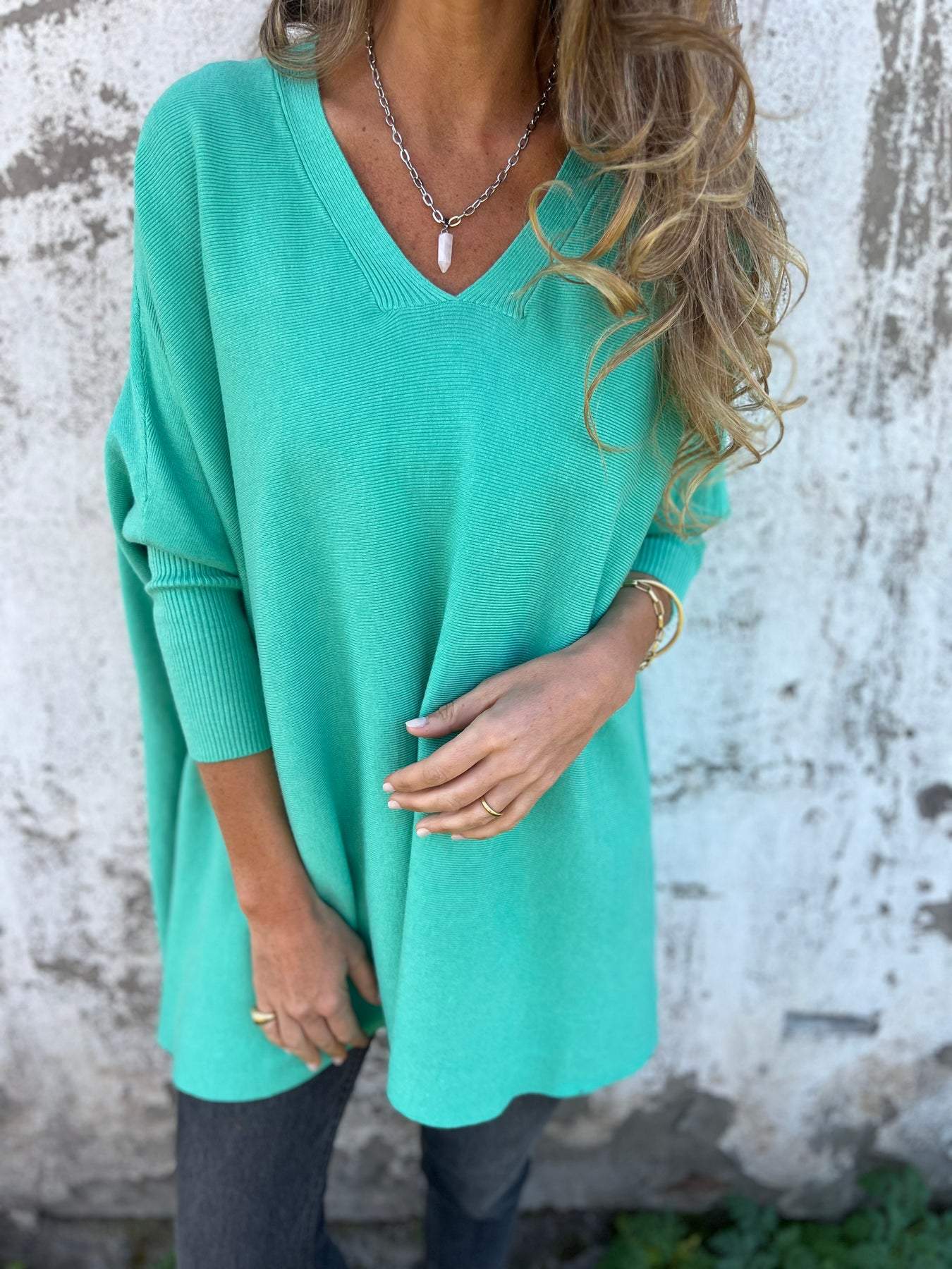 Anna | Comfortable Knitted Jumper with V-Neck and Long Sleeves