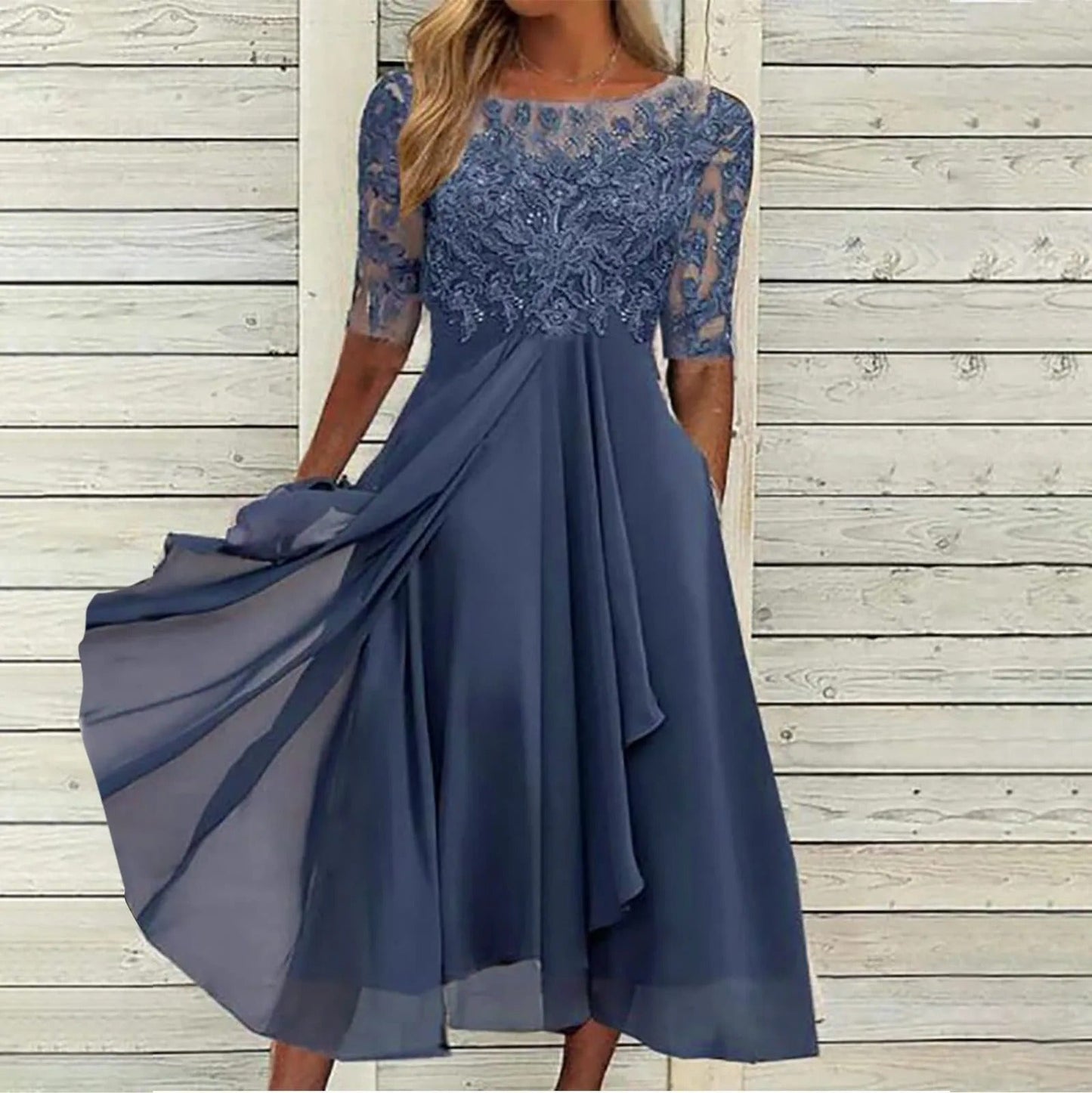 Scarlett | Lace Sleeve Midi Dress