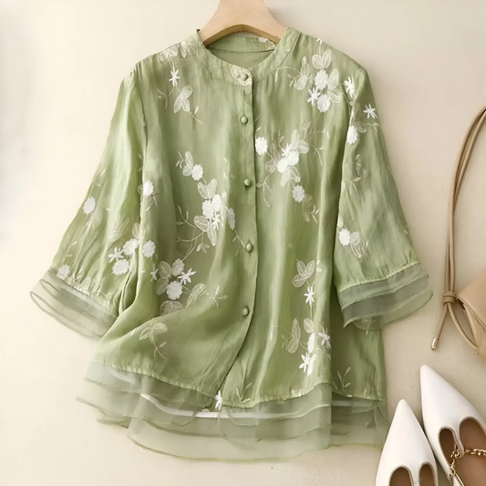 Mathilda | Cotton Blouse with Floral Pattern