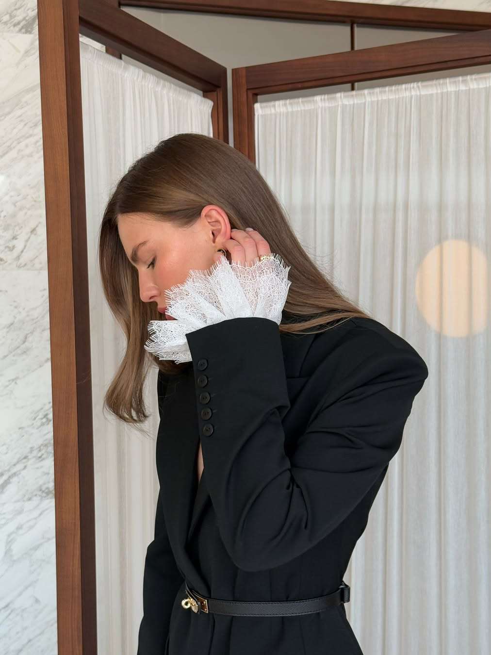 Silhouette Lace-Panel Blazer