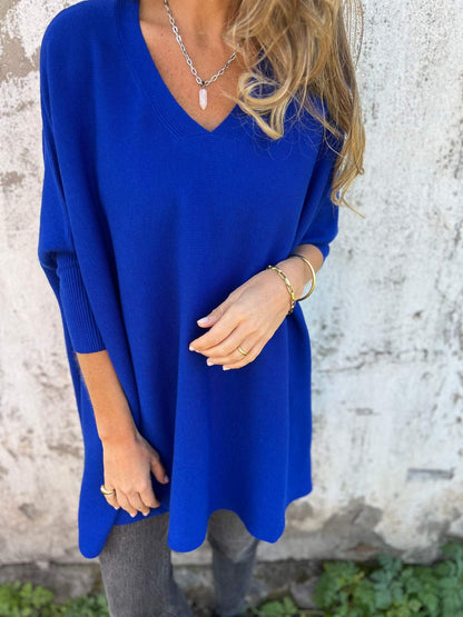 Anna | Comfortable Knitted Jumper with V-Neck and Long Sleeves