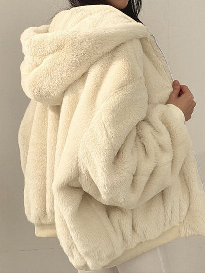 Reversible Oversize Fleece Hooded Jacket