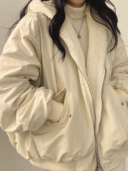Reversible Oversize Fleece Hooded Jacket