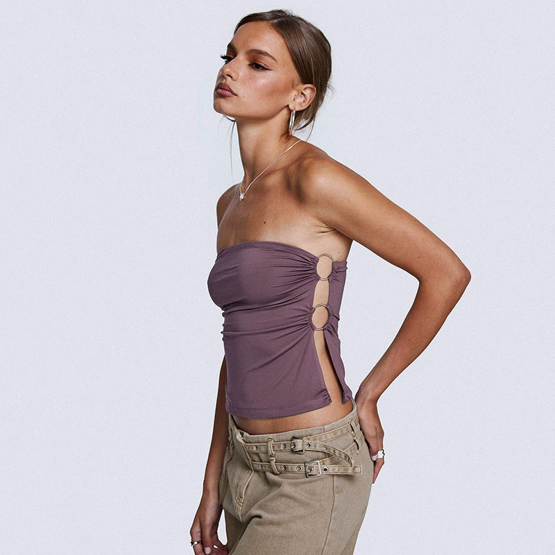 Slim Fit Tube Top Side Ring Slimming Sleeveless Vest