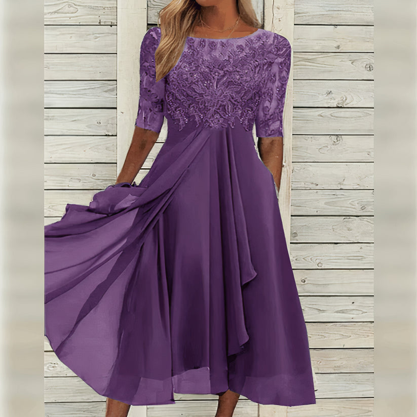 Scarlett | Lace Sleeve Midi Dress
