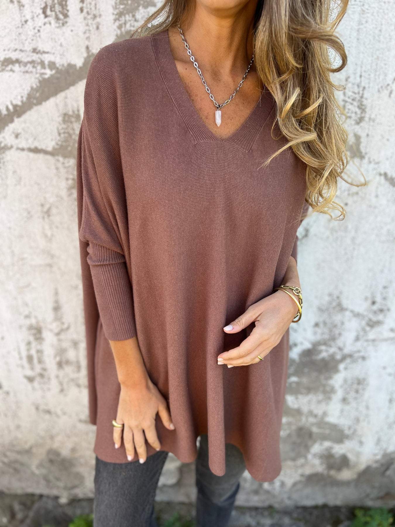 Anna | Comfortable Knitted Jumper with V-Neck and Long Sleeves