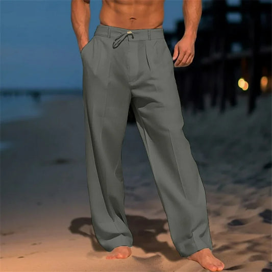 Nathan | Linen Solid Colour Trousers