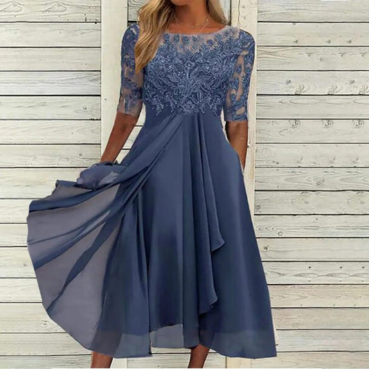 Scarlett | Lace Sleeve Midi Dress