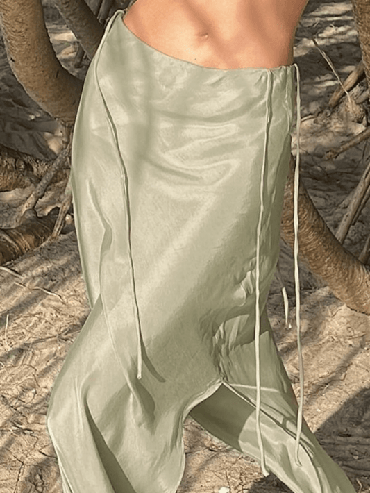 High Slit Satin Maxi Skirt