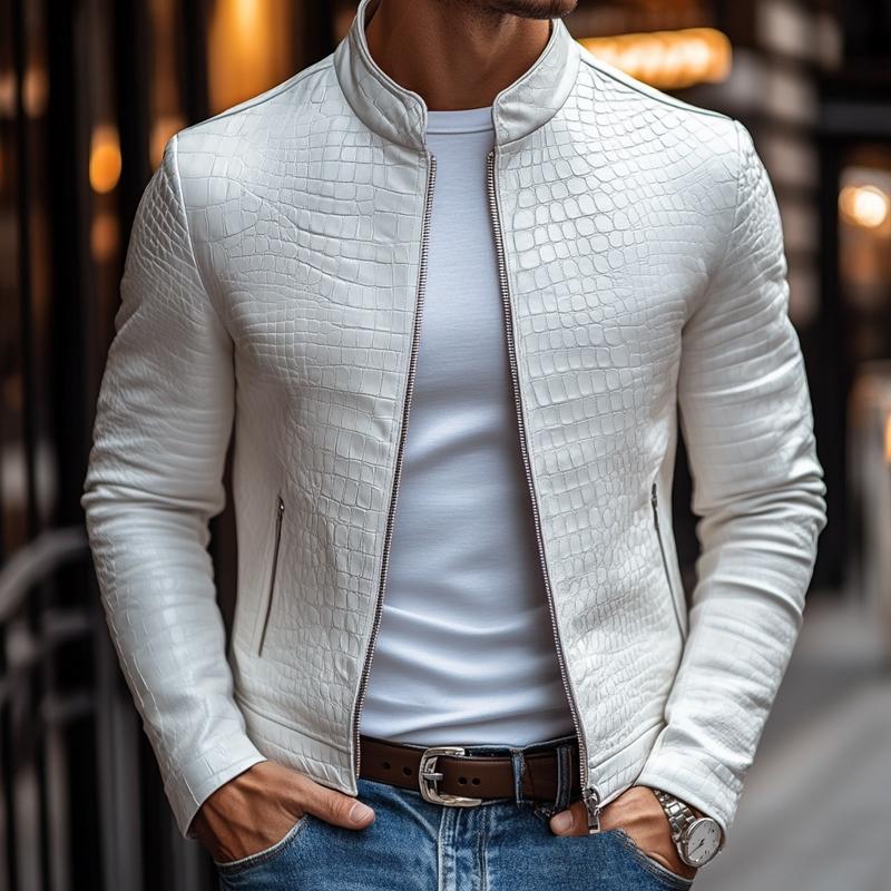 Ethan | Stylish Stone Pattern Stand Collar Zipper Jacket