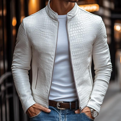 Ethan | Stylish Stone Pattern Stand Collar Zipper Jacket