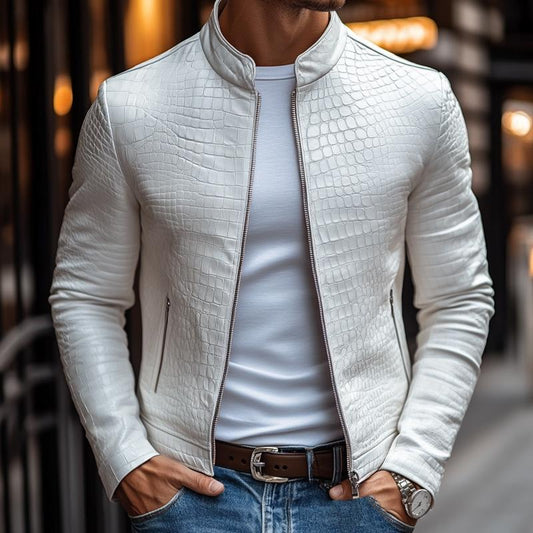 Ethan | Stylish Stone Pattern Stand Collar Zipper Jacket