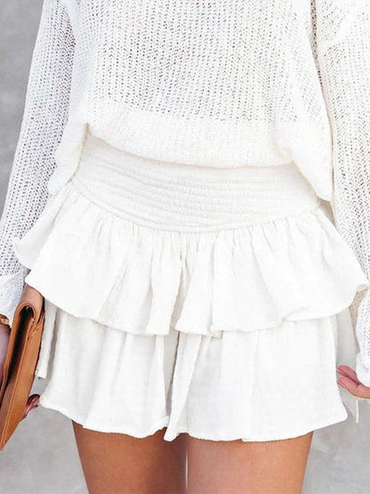 Smock Tiered Ruffle Mini Skirt